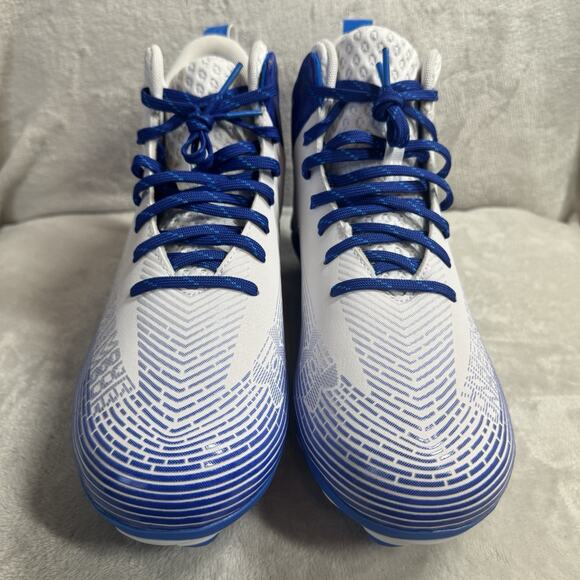 Under Armour NEW Football Cleats Mens 12 HAMMER 2 MC WHITE Blue Lace Up Logo - Picture 4 of 11